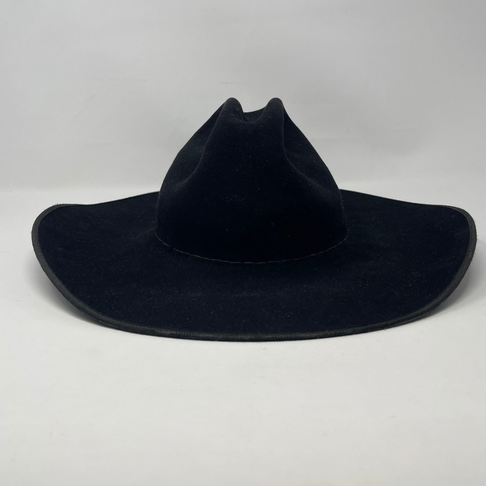 American Hat Company 20x Black Felt Cowboy Hat 7 1/4 Leather USA Rodeo Cattleman